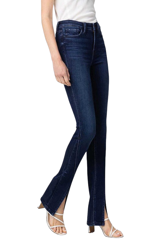 Flying Monkey Hebe High‑Rise Slim Straight Split Leg Jeans | Indigo Riftline - Image 7