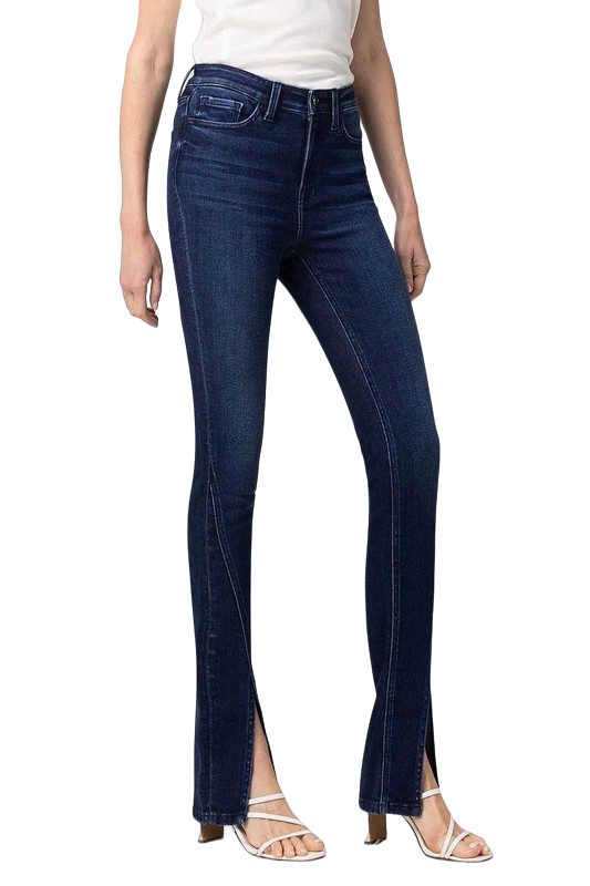 Flying Monkey Hebe High‑Rise Slim Straight Split Leg Jeans | Indigo Riftline - Image 4