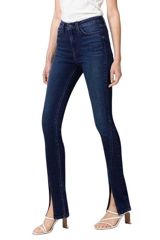 Flying Monkey Hebe High‑Rise Slim Straight Split Leg Jeans | Indigo Riftline - Image 6