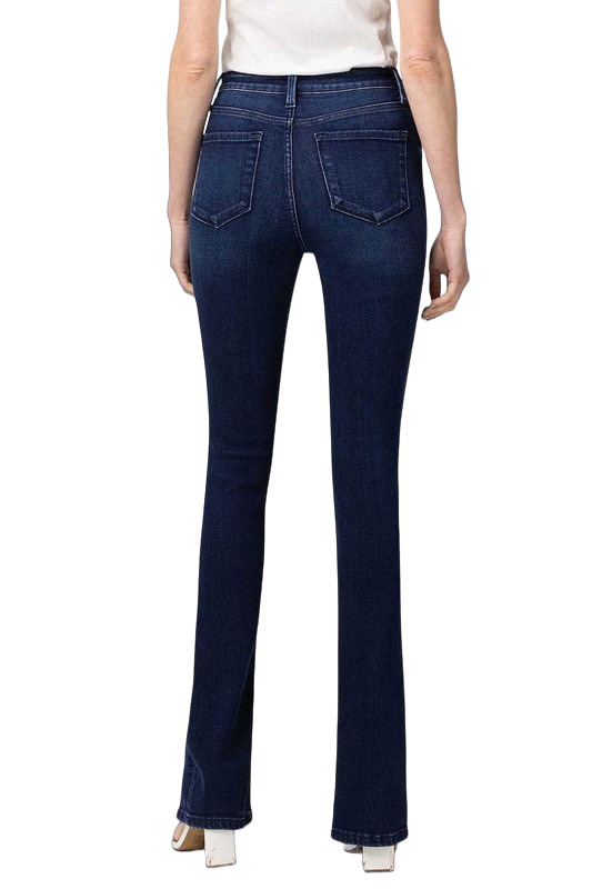 Flying Monkey Hebe High‑Rise Slim Straight Split Leg Jeans | Indigo Riftline - Image 3