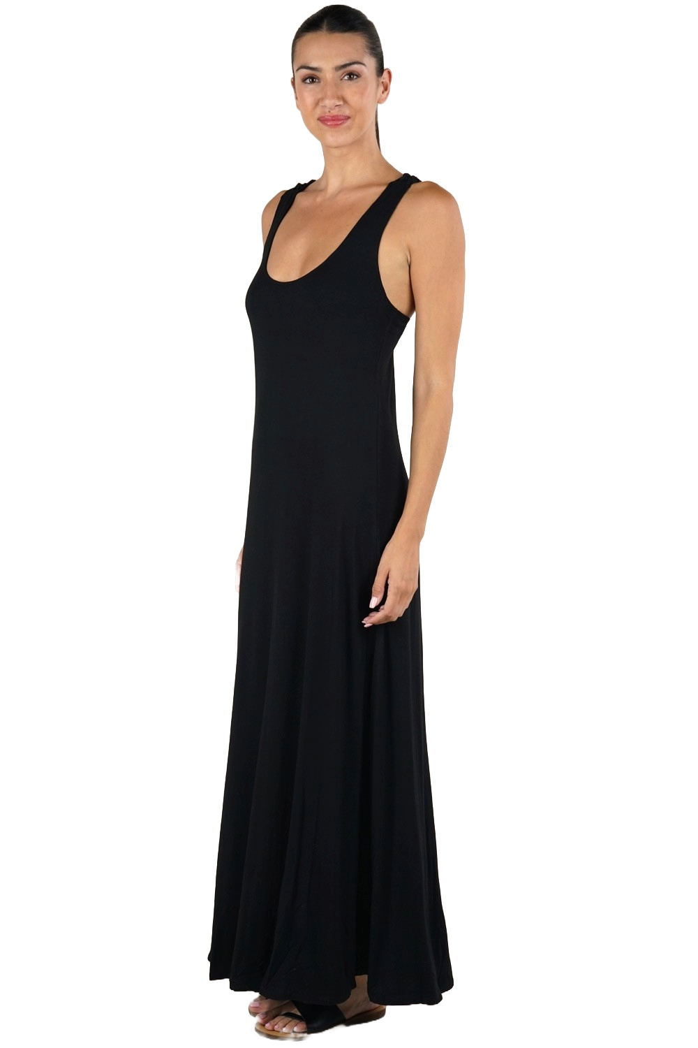 Lovestitch Obsidian Crochet‑Back Racerback Maxi Tank Dress | Black Moon Silhouette - Image 2