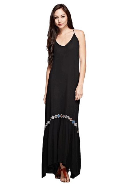 Lovestitch Black Crocheted Tiered Maxi Dress IMP-8061