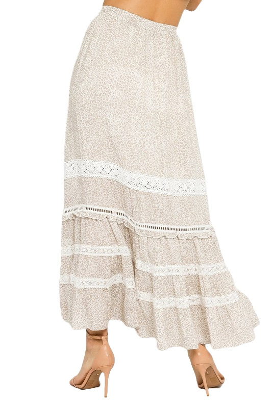Olivaceous Crochet Trim Tiered Maxi Skirt | Desert‑Rose Lace Talisman - Image 3