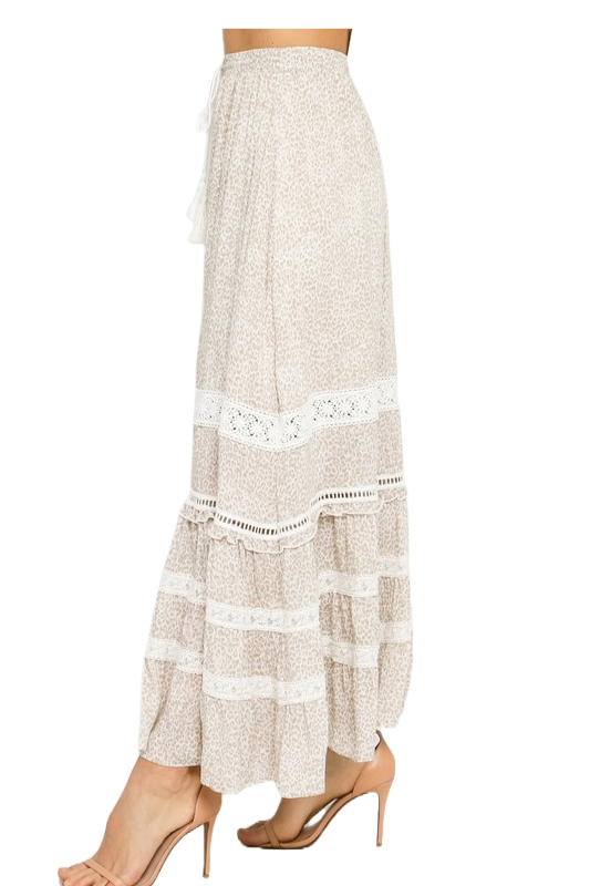 Olivaceous Crochet Trim Tiered Maxi Skirt | Desert‑Rose Lace Talisman - Image 2