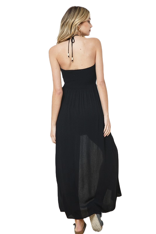 Illa Illa Black O‑Ring Split Front Maxi Halter Top | Shadow‑Heat Halter Cascade - Image 3