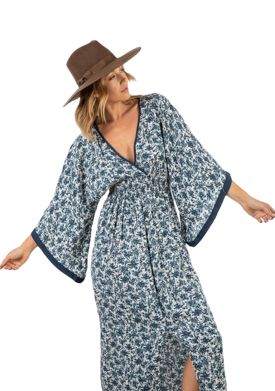 Lovestitch Blue Willow Kimono Sleeve Maxi Dress | Porcelain Garden Reverie - Image 6