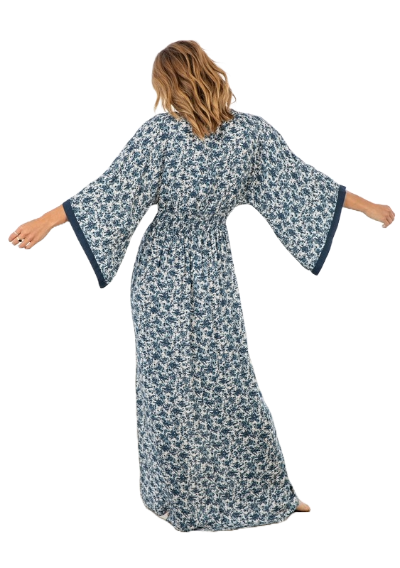 Lovestitch Blue Willow Kimono Sleeve Maxi Dress | Porcelain Garden Reverie - Image 5