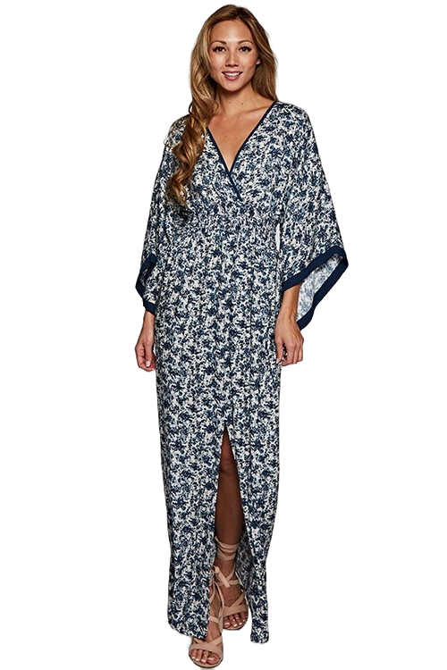 Lovestitch Blue Willow Kimono Sleeve Maxi Dress | Porcelain Garden Reverie - Image 4