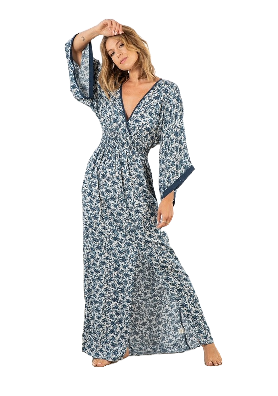 Lovestitch Blue Willow Kimono Sleeve Maxi Dress | Porcelain Garden Reverie - Image 3