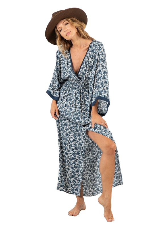 Lovestitch Blue Willow Kimono Sleeve Maxi Dress | Porcelain Garden Reverie - Image 2