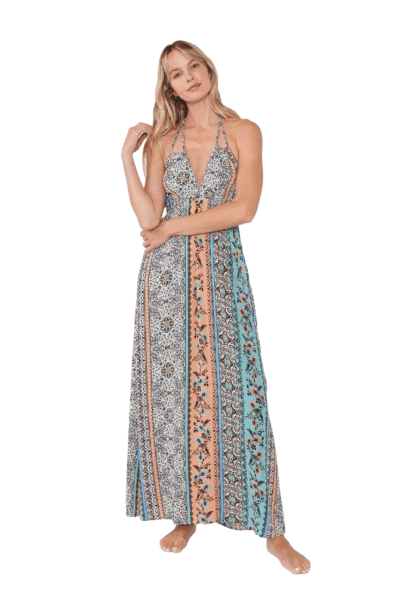 Lovestitch Oriana Mixed Floral Print Halter Maxi Dress IMP-8044W-SRW-GL