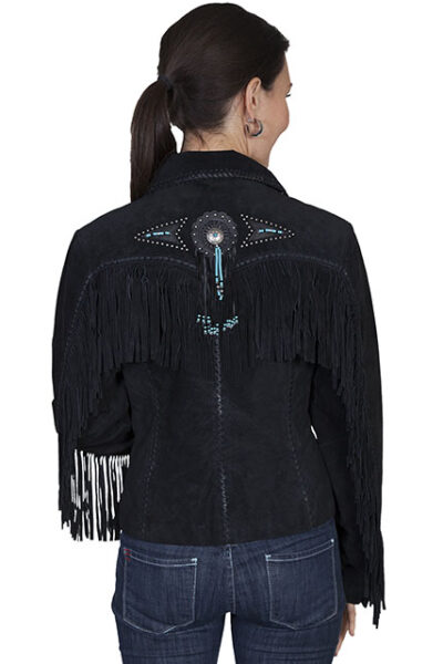 Scully Black Genuine Suede Fringed & Beaded Jacket L152