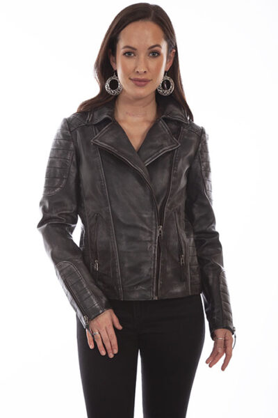 Scully Black Sanded Genuine Leather Motorcycle Jacket L87