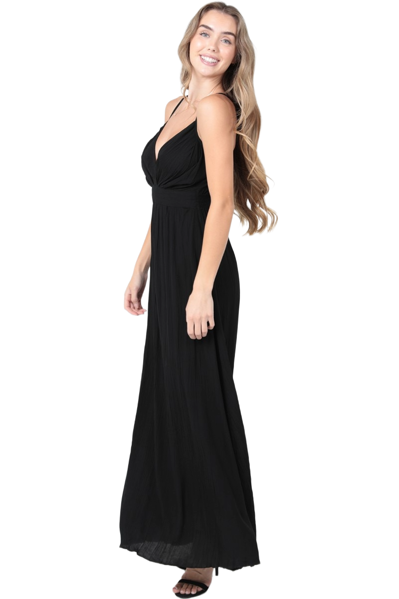 Angie Midnight Stillness V‑Neck Maxi Dress | Black Moon Elegance - Image 5