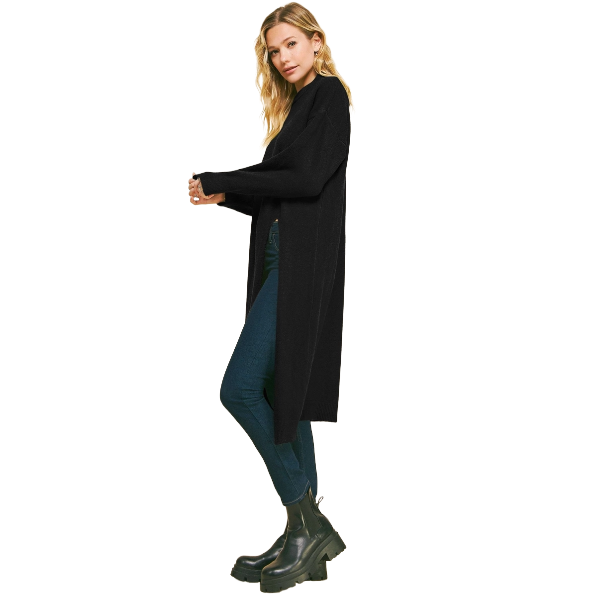 Davi & Dani Midnight Sigil Split‑Side Sweater | Obsidian Threshold Drape - Image 2