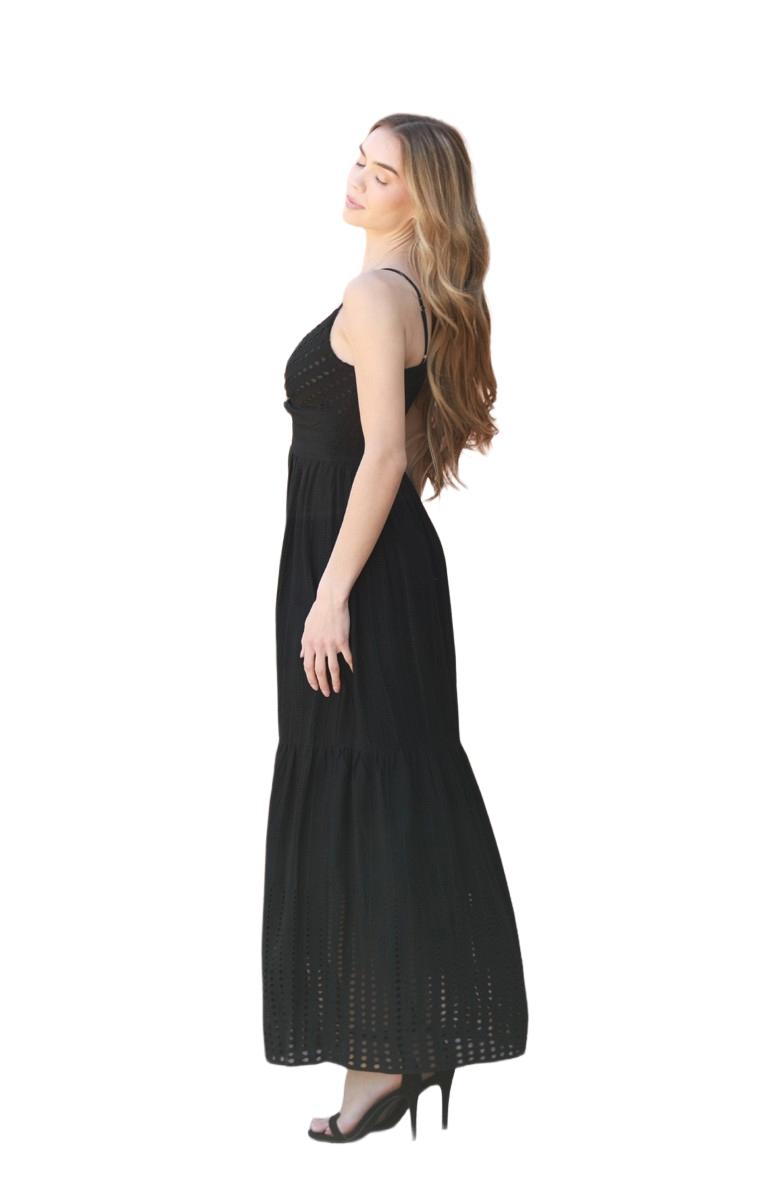 Angie Obsidian Eyelet Twist‑Front Maxi Dress | Dusk‑Carved Elegance - Image 2