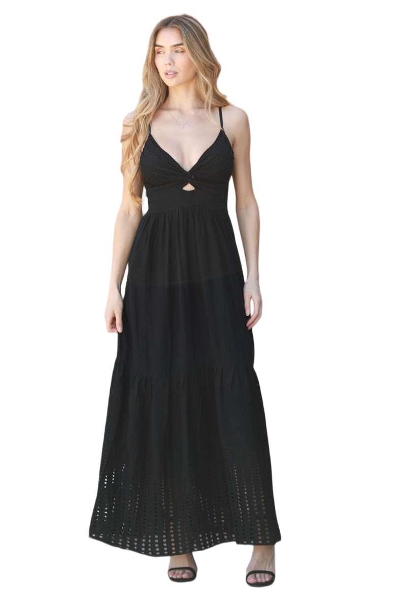 Angie Obsidian Eyelet Twist‑Front Maxi Dress | Dusk‑Carved Elegance - Image 5