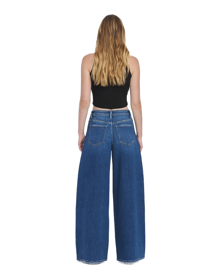 Flying Monkey Midnight Pleated Wide‑Leg Jeans | Indigo Sculpted Denim - Image 4