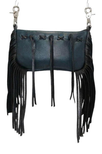 Nightfall Fringe Hip Bag | All‑Black Artisanal Leather