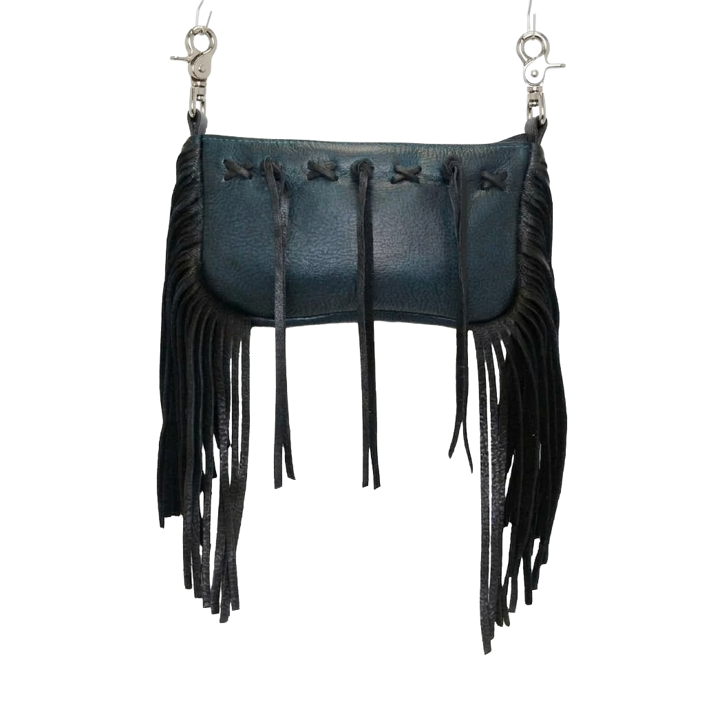 Nightfall Fringe Hip Bag | All‑Black Artisanal Leather
