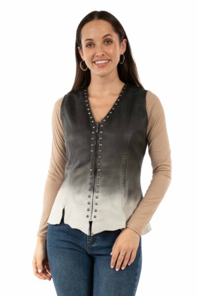 Scully Lambskin Ombre Studded Vest | Gradient Leather Silhouette