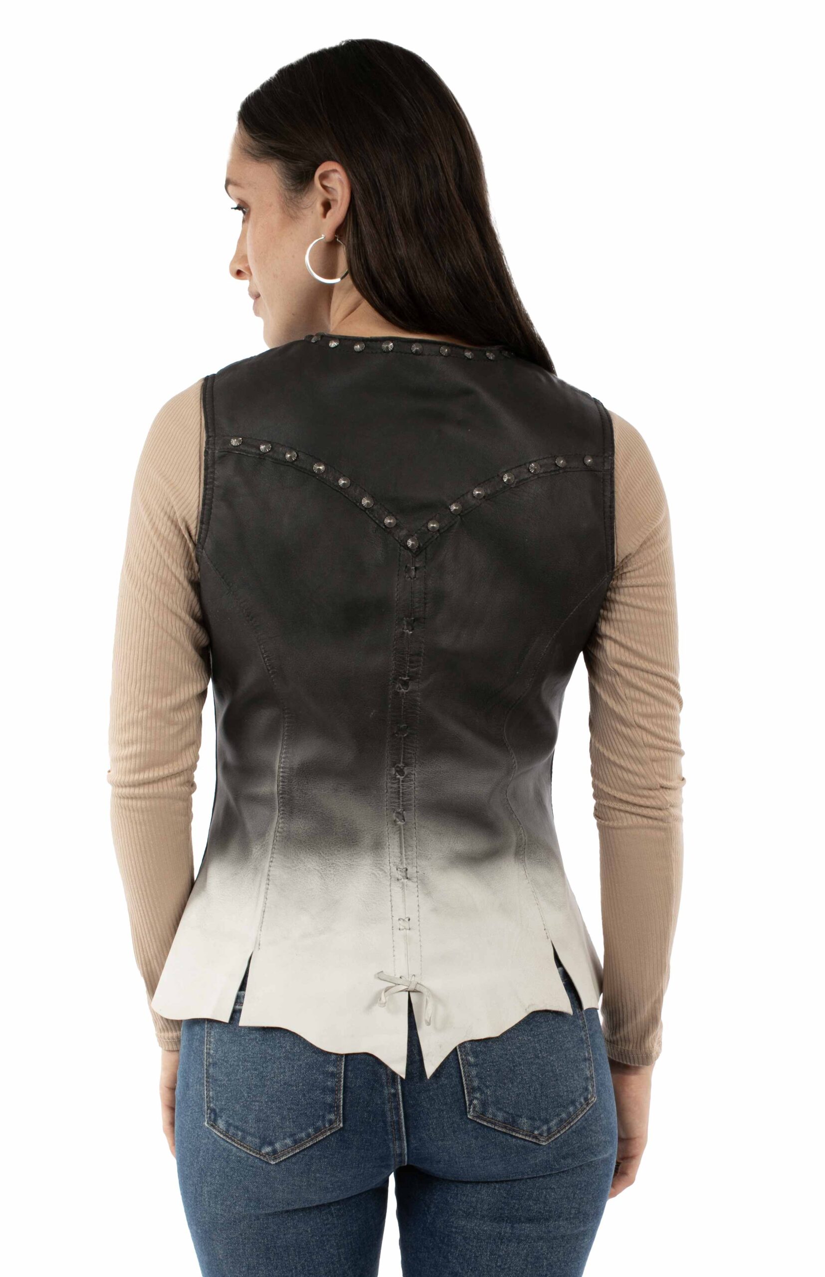 Scully Lambskin Ombre Studded Vest | Gradient Leather Silhouette - Image 2