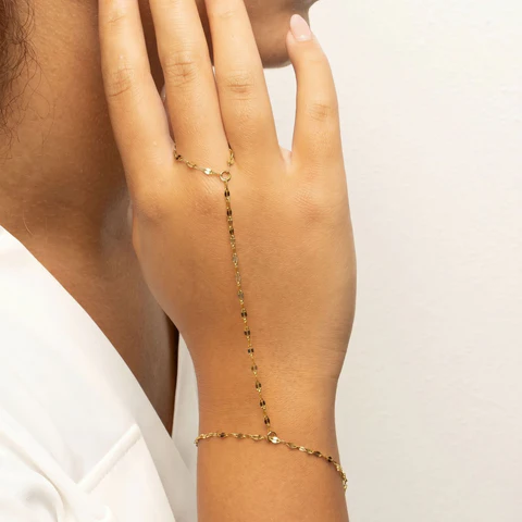 Dawnweaver Hand Chain | 18K Gold PVD Coffee Chain
